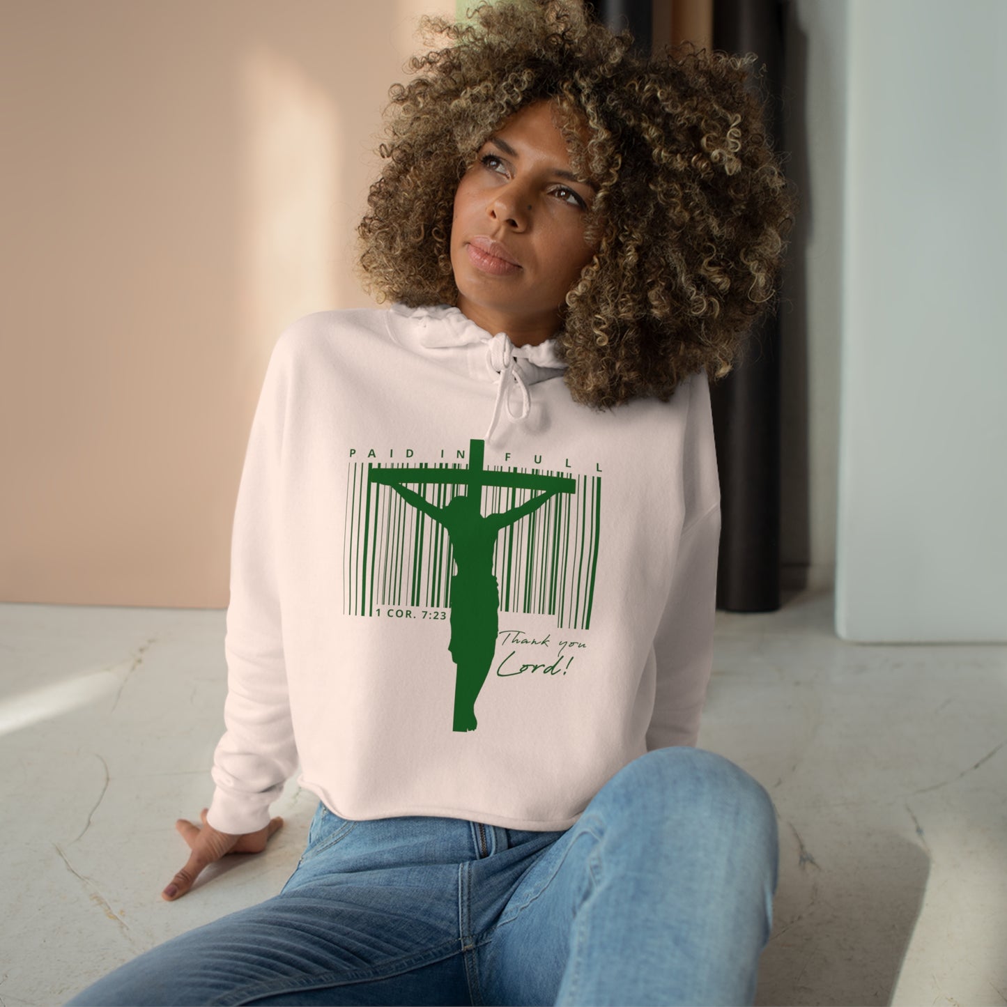 PAID IN FULL Crop Hoodie - Green