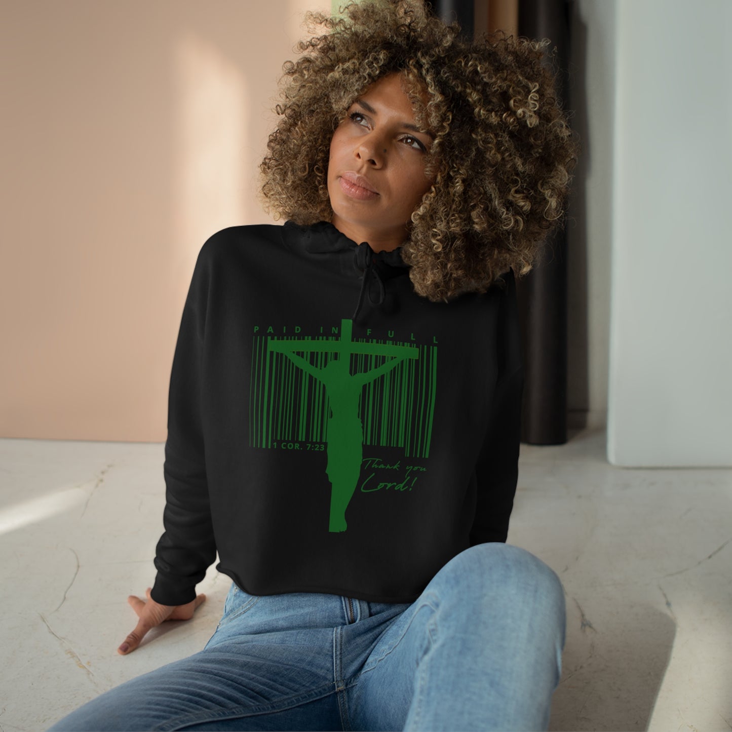 PAID IN FULL Crop Hoodie - Green