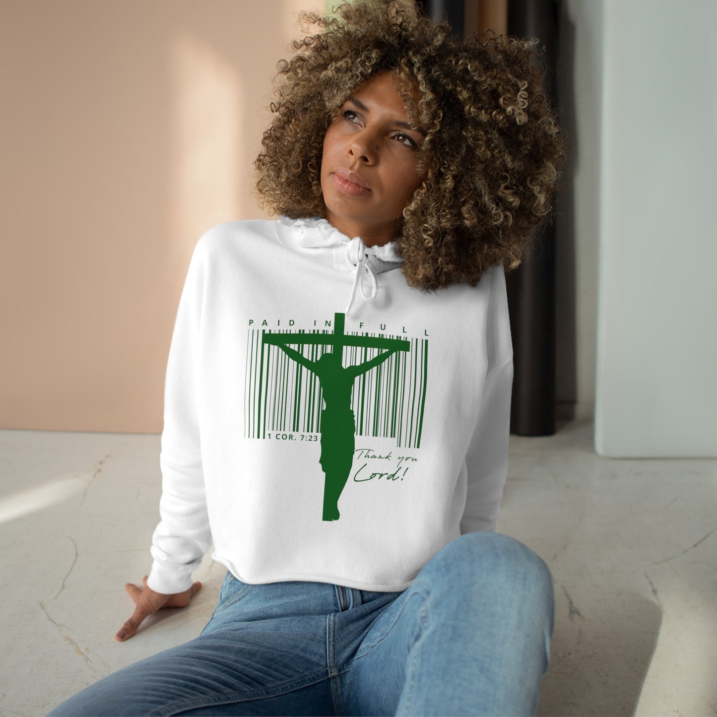 PAID IN FULL Crop Hoodie - Green