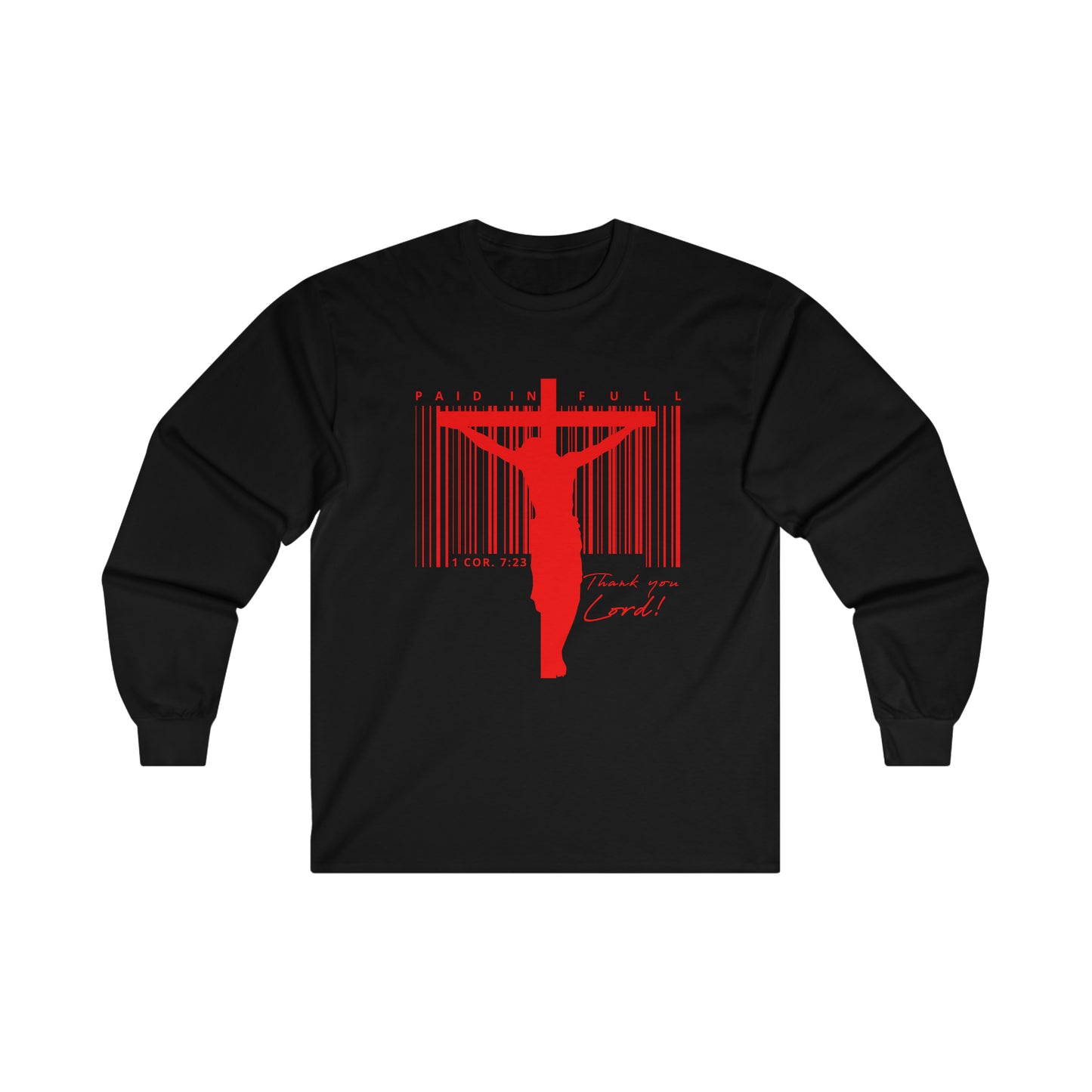 PAID IN FULL Receipt Ultra Cotton Long Sleeve Tee- Red