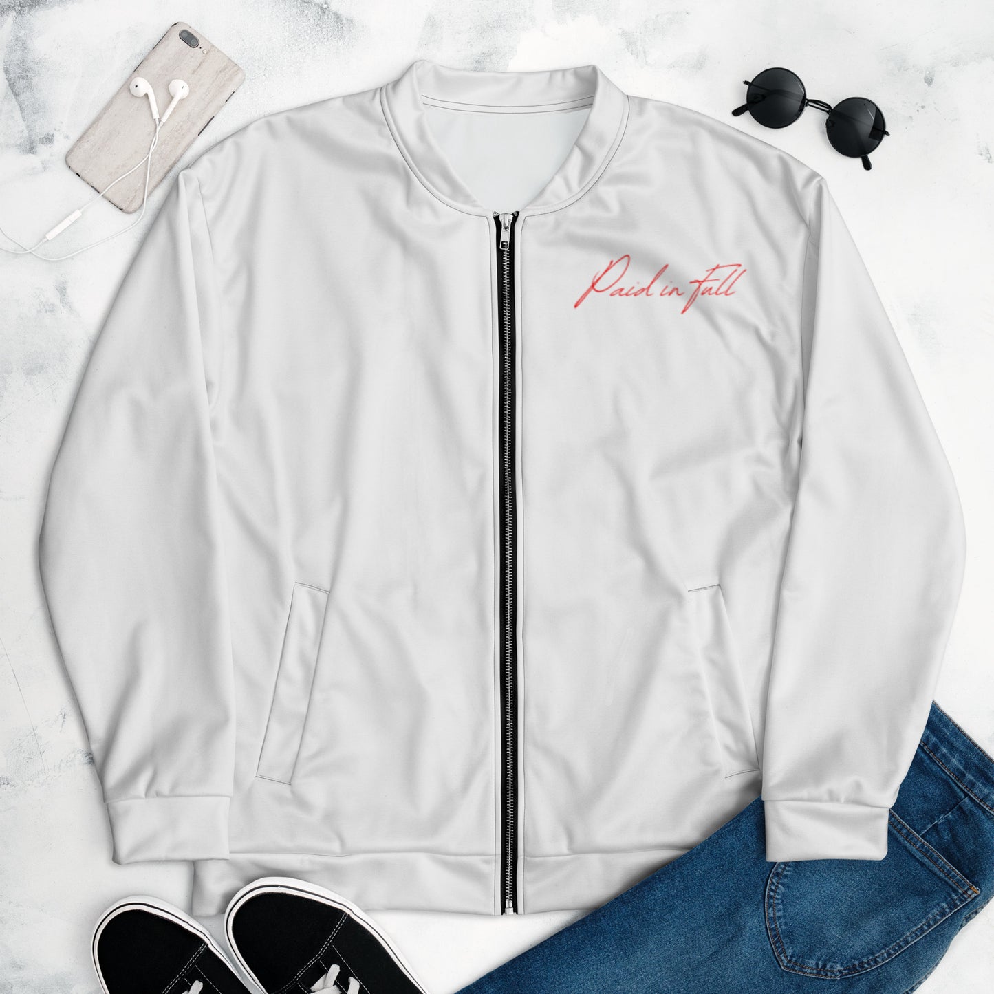 Paid In Full Unisex Bomber Jacket White